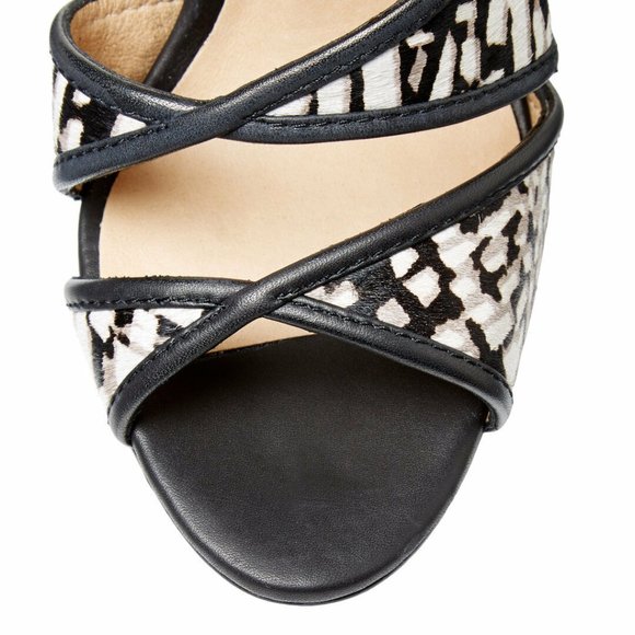 L.A.M.B. Waren Printed Calf Hair Leather Open Toe Strappy Heel Sandal - Picture 8 of 12